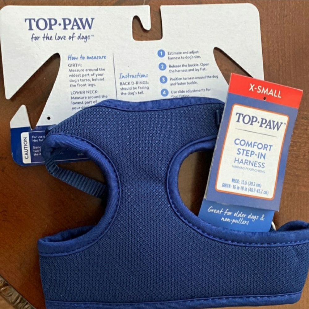 TOP-PAW COMFORT STEP-IN DOG HARNESS X SMALL BLUE FOR THE LOVE OF DOGS NWT